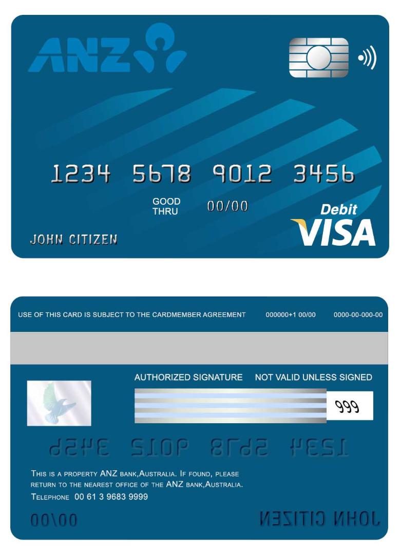 Australia ANZ bank visa card